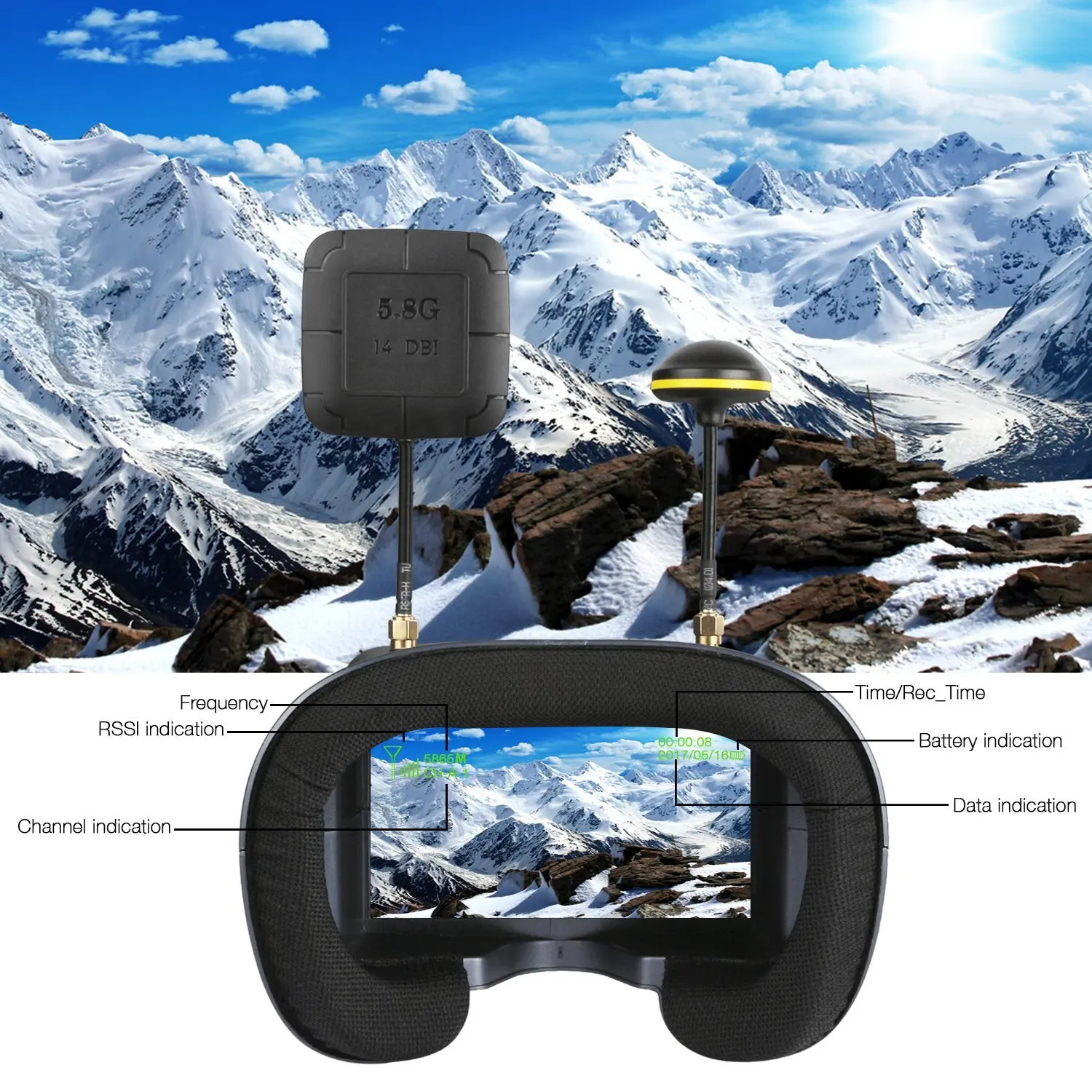 5.8G 40CH 4.3 Inch 800*480 Vid – обзор и цена Fpv Drone Goggles