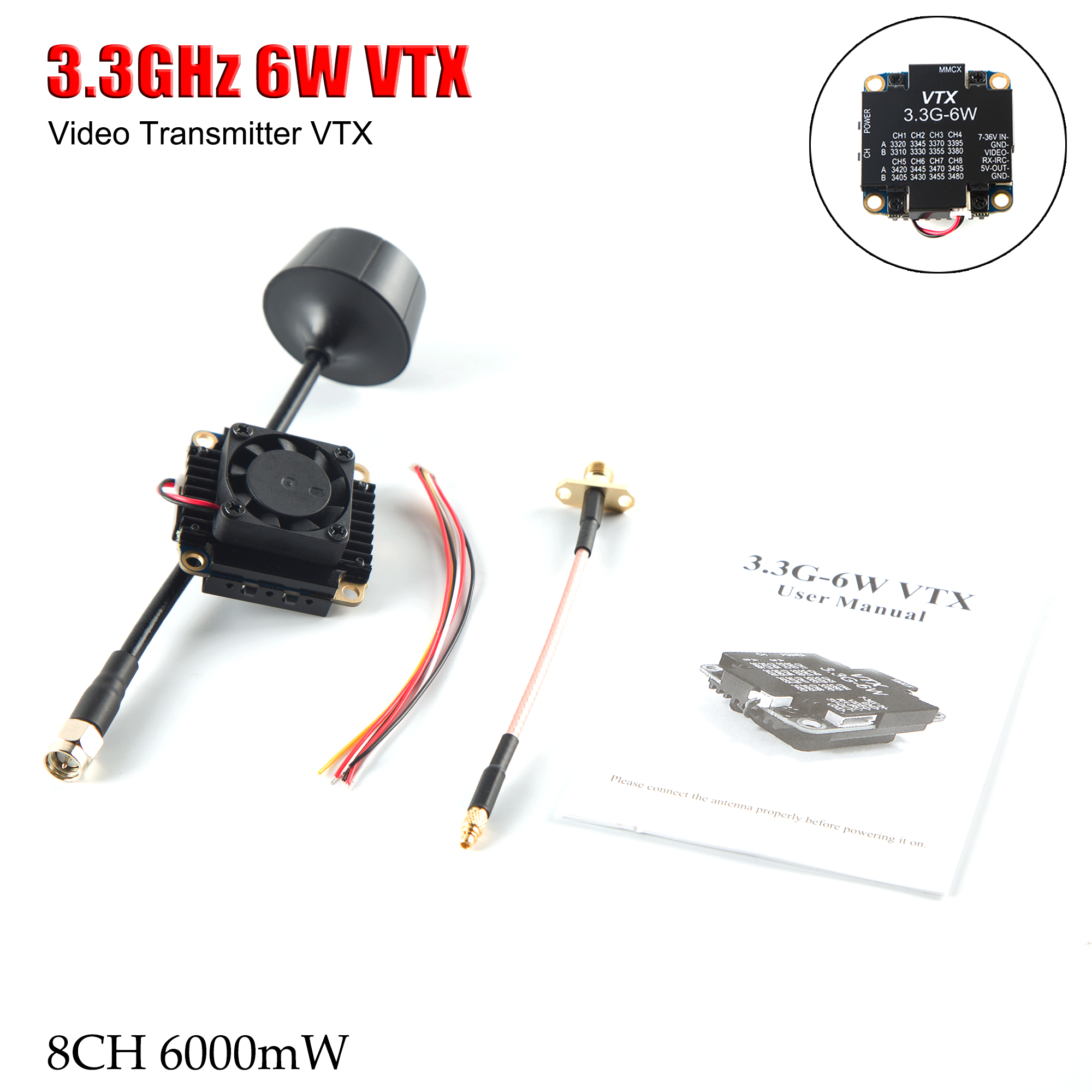 FPV Video Transmitter 3.3G 6W  – обзор и цена Fpv Drone Vtx